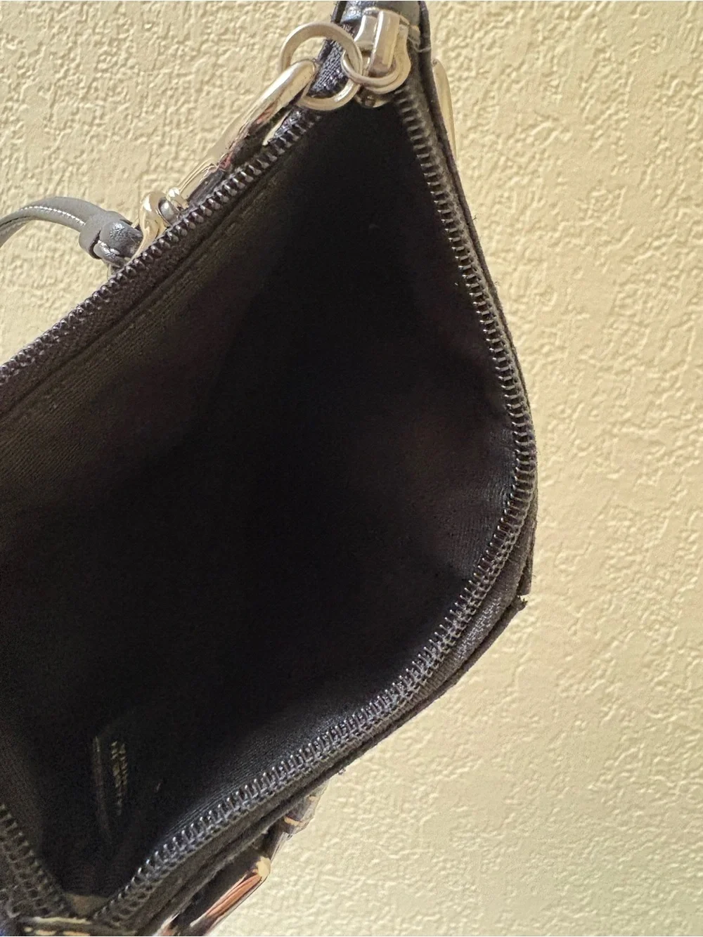 Coach Black Wristlet Clutch with Silver Hardware